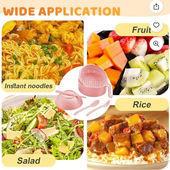 Pink Ramen Bowl Set with Utensils - Picture 9 of 12